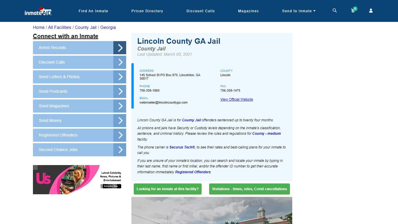 Lincoln County GA Jail - Inmate Locator - Lincolnton, GA