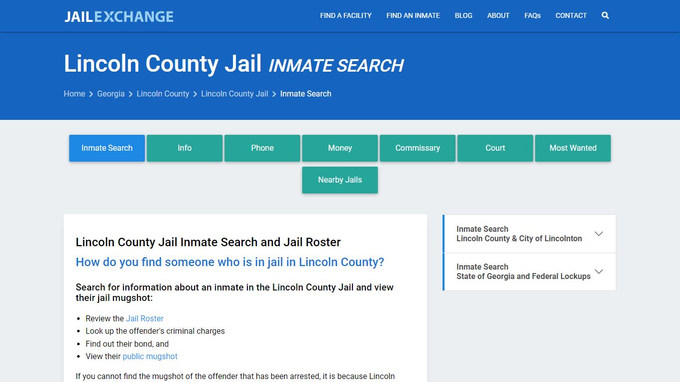 Inmate Search: Roster & Mugshots - Lincoln County Jail, GA